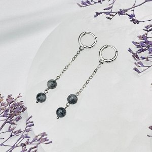 Серьги на цепочке из черного Турмалина в Кварце