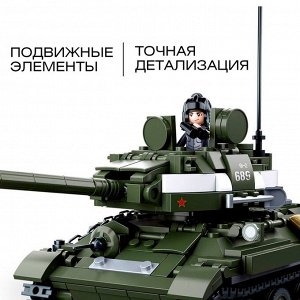 Конструктор Армия ВОВ «Боевой танк», 2 варианта сборки, 687 деталей