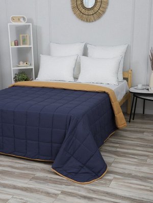 Покрывало "Фиона" стеганное (квадрат, 150г) 200*220 (диз.: 14 сине-горчичный)