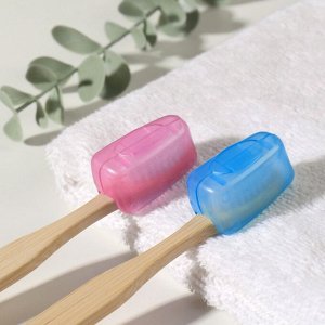 Колпачок - футляр для зубной щётки, набор - 2 шт., 3.8x2.2x1.8 см, розовый, голубой