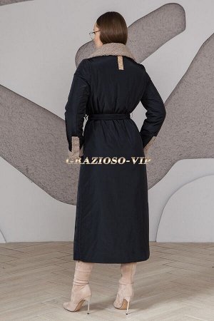 Длинное классическое пальто черного цвета. Новинка!