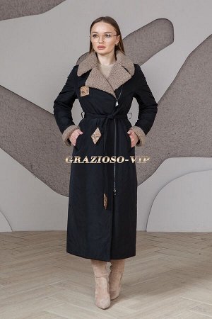 Длинное классическое пальто черного цвета. Новинка!