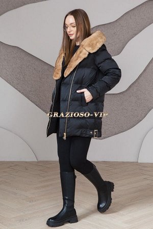Зимний модный пуховик с мехом норки. Новинка!
