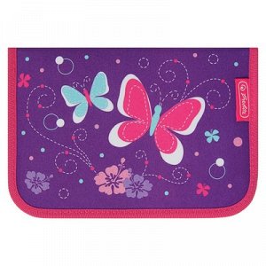 Пенал 1 секция откидные 2 планки 140*205 наполн. ткань Herlitz 31 предм Purple Butterfly