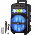 Портативная колонка с микрофоном, с подсветкой Super Woofer DE 8&quot;