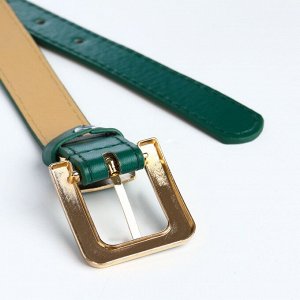 Ремень женский 110x2.3 см, с классической пряжкой в ремня, зелёный