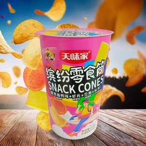 Набор китайских чипсов "Snack Cones" 4 разных вкуса, большая упаковка, 238 гр