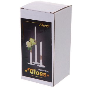 Подсвечник "GLOSS" 8*15 см, Белый/золото