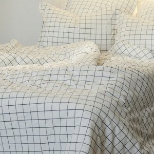 Простыня SL Home Cotton 245*260 см, цв.белый/серый, 100% жатый хлопок