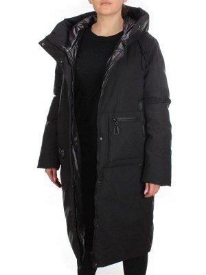 2236 BLACK Пальто женское зимнее AKIDSEFRS (200 гр. холлофайбера)
