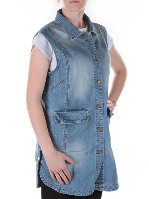 1186 Жилетка джинсовая удлиненная женская AMG Jeans (100% хлопок)