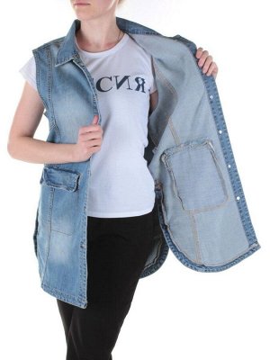 1186 Жилетка джинсовая удлиненная женская AMG Jeans (100% хлопок)