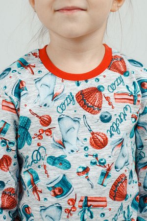 Пижама детская новогодняя бирюзовый с брюками