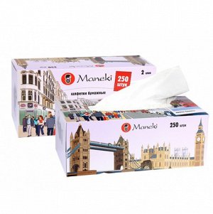 Салфетки бумажные "Maneki" Dream с ароматом Европы, 2 слоя, белые, 250 шт./коробка (1/54)
