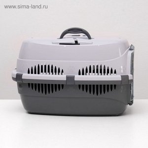 Переноска для животных до 12 кг "Пижон" 49х33х32см, металлическая дверь, серая