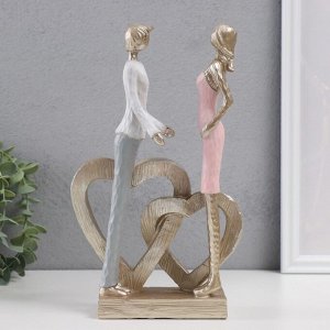 Фигурка полистоун «Влюблённые у двойного сердца», 16x7x26.5 см
