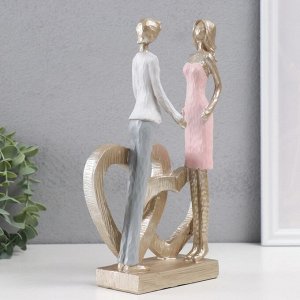 Фигурка полистоун «Влюблённые у двойного сердца», 16x7x26.5 см