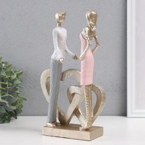 Фигурка полистоун «Влюблённые у двойного сердца», 16x7x26.5 см