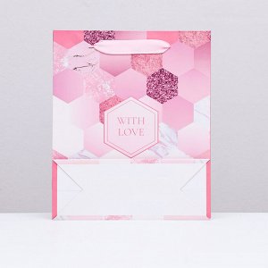 Пакет ламинированный вертикальный «С любовью», 21x25x8 см