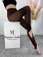 ЖЕНСКИЕ ЛЕГГИНСЫ &quot;ВТОРАЯ КОЖА&quot; БЕЗ ПЯТКИ И НОСКА С ЛЯМКАМИ ЭФФЕКТ ЧЕРНОГО КАПРОНА НА КОЖЕ