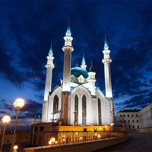 Фотошторы "Мечеть в Ночи" 145х260 см 2шт, габардин 160гр/м2, пэ100%