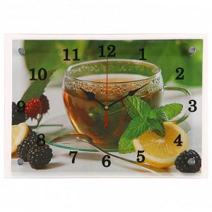 Часы настенные прямоугольные "Чай с лимоном и ежевикой", 25х35 см