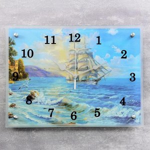 Часы настенные, серия: Море, "Корабль", 30х40 см микс
