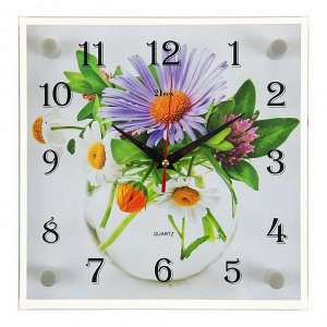 Часы настенные, серия: Цветы, "Ромашки", 25х25 см, микс