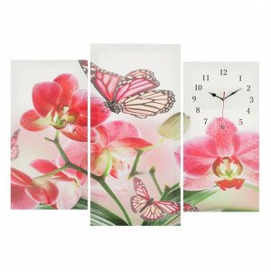 Часы настенные модульные «Бабочки на цветах», 60 х 80 см