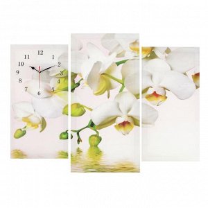 Часы настенные модульные «Белые орхидеи над водой», 60 х 80 см