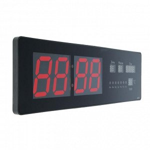 Часы настенные электронные с календарём. красные цифры. 48х5х13 см