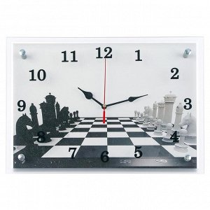 Часы настенные, серия: Интерьер, "Шахматная партия"25х35 см, в ассортименте