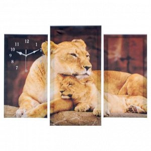 Часы настенные модульные «Львы», 60 х 80 см