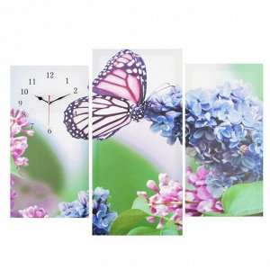 Часы настенные модульные «Бабочка на цветках», 60 х 80 см