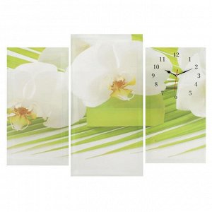 Часы настенные модульные «Белые цветы», 60 х 80 см