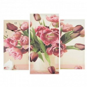 Часы настенные, модульные, серия: Цветы, "Цветы в вазе", 60 х 80 см