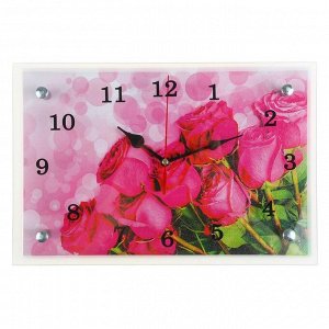 Часы настенные, серия: Цветы, "Розовые розы", 20х30  см, в ассортименте