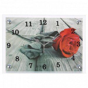 Часы настенные, серия: Цветы, "Красная роза", 25х35 см