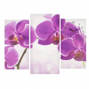 Часы настенные модульные «Фиолетовые орхидеи», 60 х 80 см