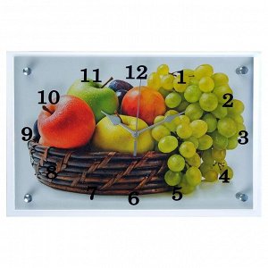 Часы настенные, серия: Кухня, "Корзина с фруктами", 25х35  см, в ассортименте