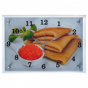 Часы настенные, серия: Кухня, "Блины с красной икрой"25х35 см, в ассортименте