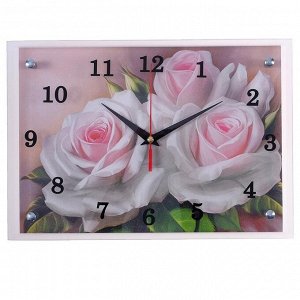 Часы настенные, серия: Цветы, "Розы", 25х35 см в ассортименте