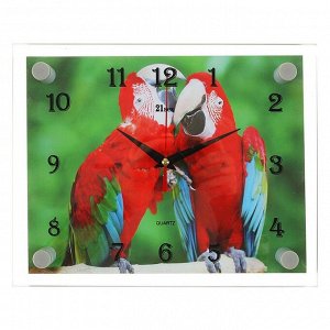 Часы настенные, серия: Животный мир, &quot;Попугайчики&quot;, 20х26 см микс