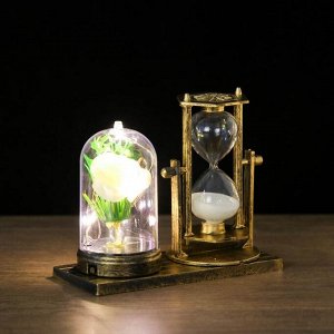 Песочные часы "Роза", сувенирные, с подсветкой, 15 х 9 х 14 см, микс