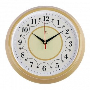 Часы настенные круглые "Классика с узором", 30 см, обод бежевый