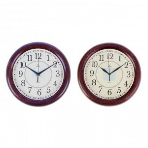 Часы настенные круглые "Классика глянец", 30х30см, деревянный обод, микс