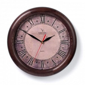 Часы настенные, серия: Классика, "Римские цифры", деревянный обод, 30х30 см микс
