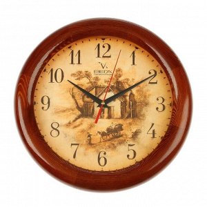 Часы настенные, серия: Интерьер, "Усадьба", деревянный обод, микс 30х30 см