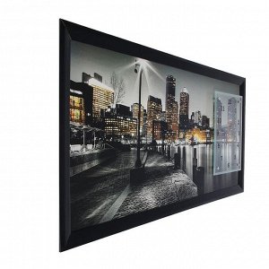 Часы-картина настенные, серия: Город, "Ночной Бостон", 50 х 100 см