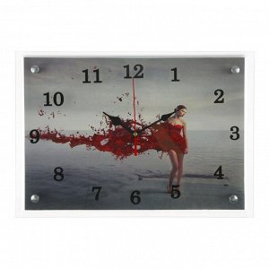 Часы настенные, серия: Люди, &quot;Девушка в красном&quot; 25х35 см, в ассортименте